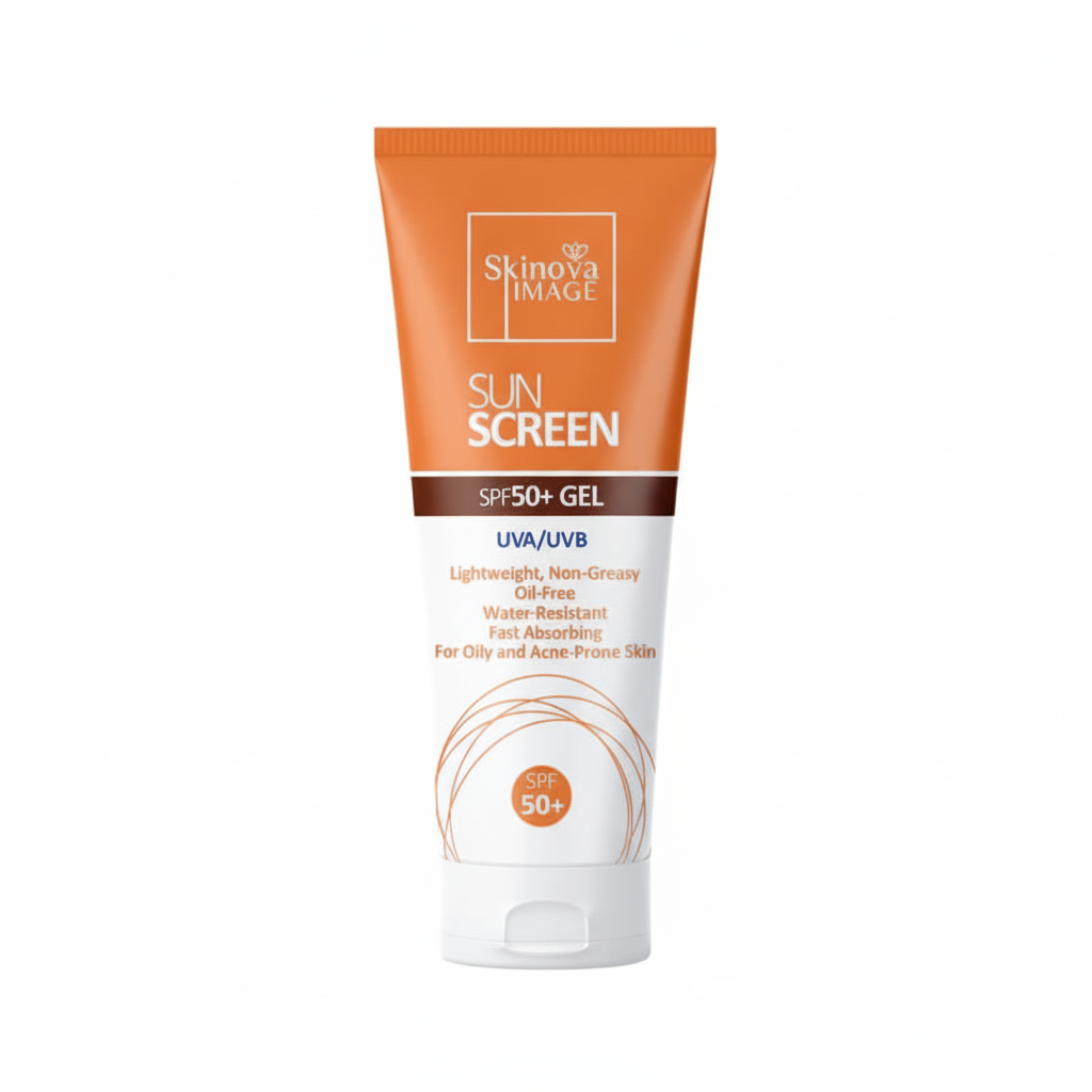 Skinova Sunscreen Gel with pure white background