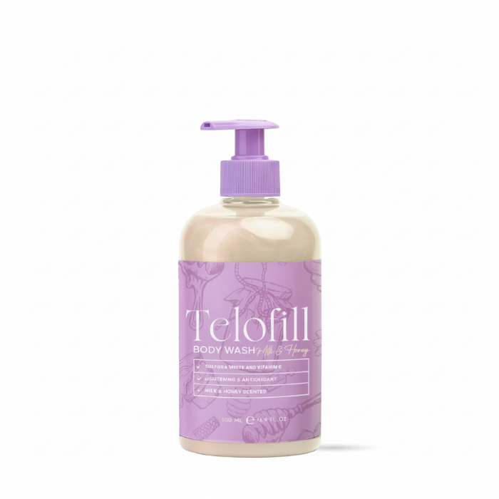 Telofill Milk & Honey Body Wash with Sulfur White & Vitamin C - Lightening Antioxidant Body Wash 500ml - KAFI Egypt