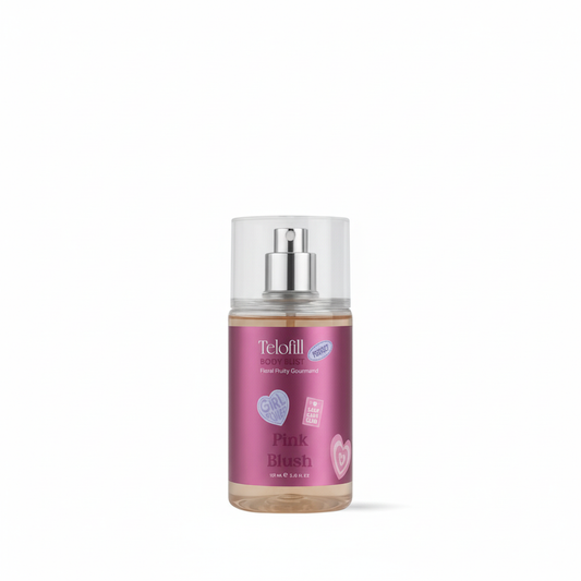 Bottle of Telofill Pink Blush on a white background