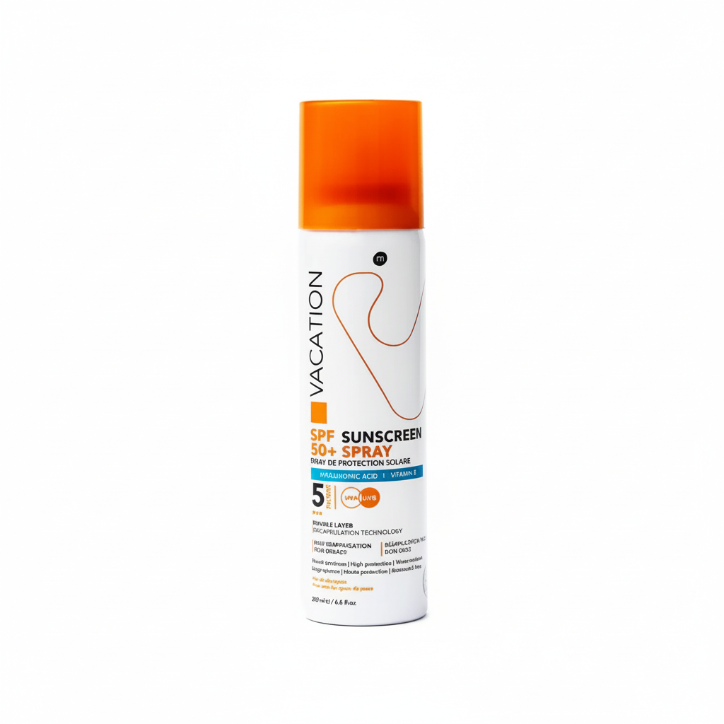 Vacation SPF 50+ Sunscreen Spray with pure white background