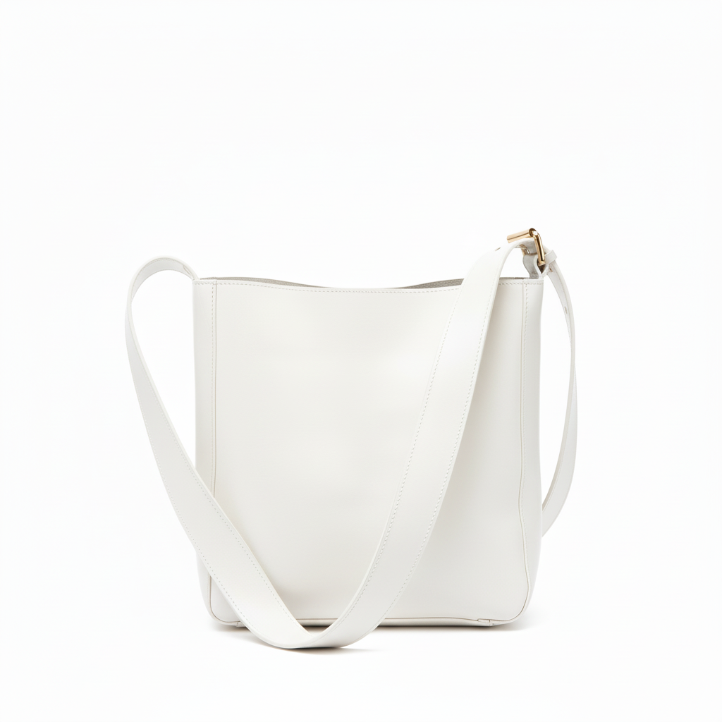 White leather crossbody tote