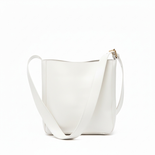 White leather crossbody tote