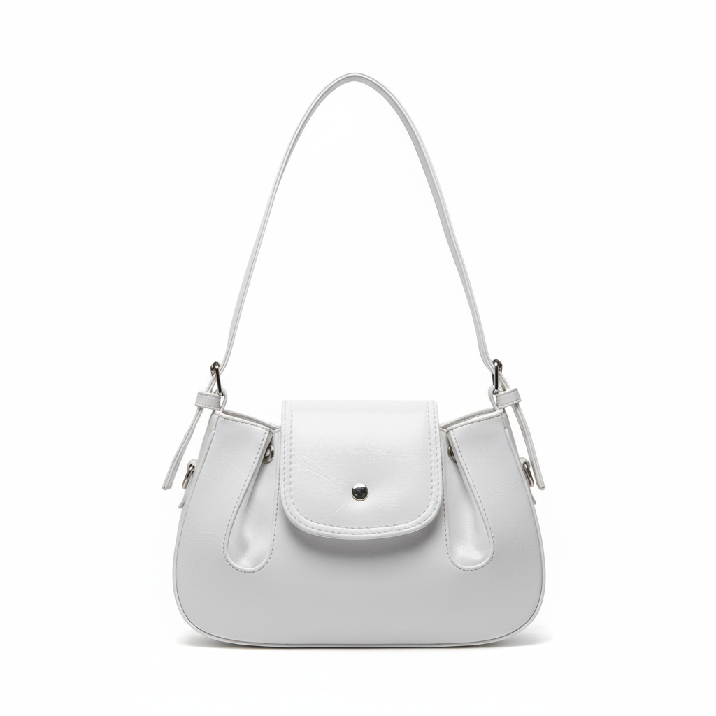White leather handbag front view