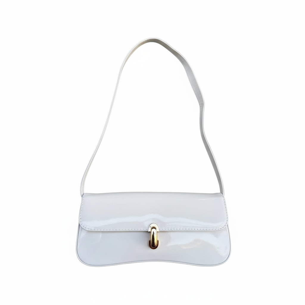 White patent leather shoulder bag - saturated